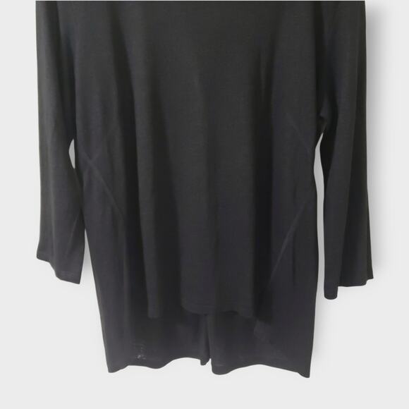 Elliot Lauren Womens Linen Black Boatneck Top Size Med Minimalist Neutral Basic - Picture 3 of 13